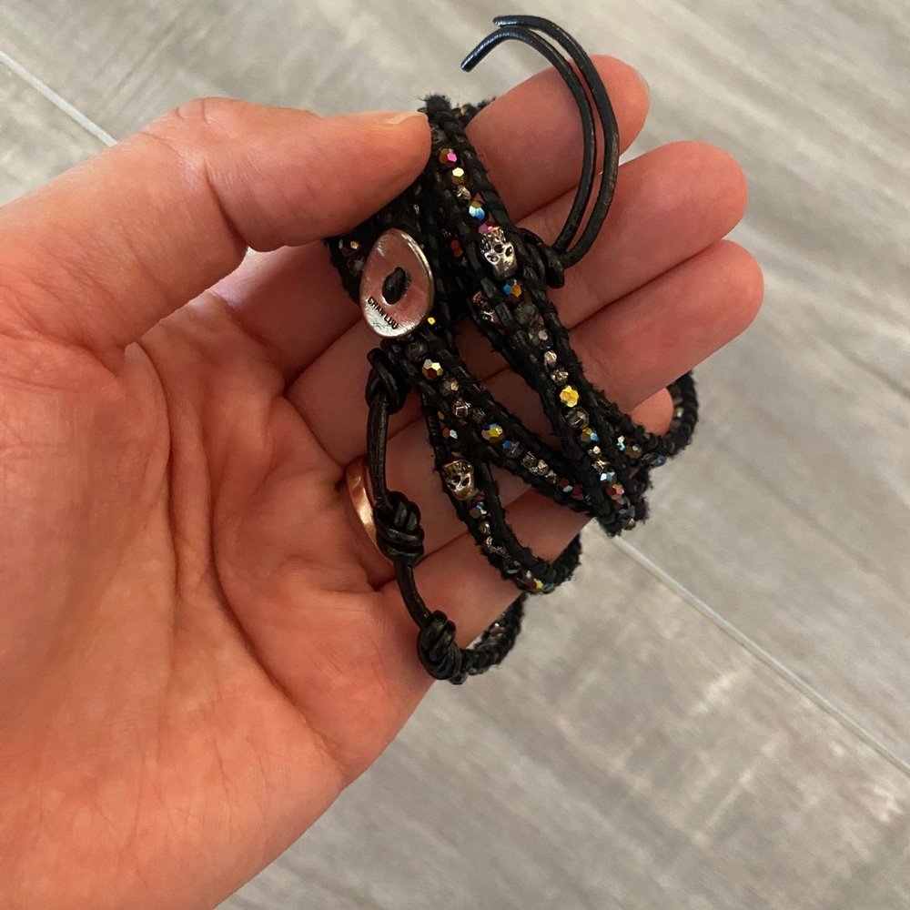Chan Luu black leather beaded bracelet